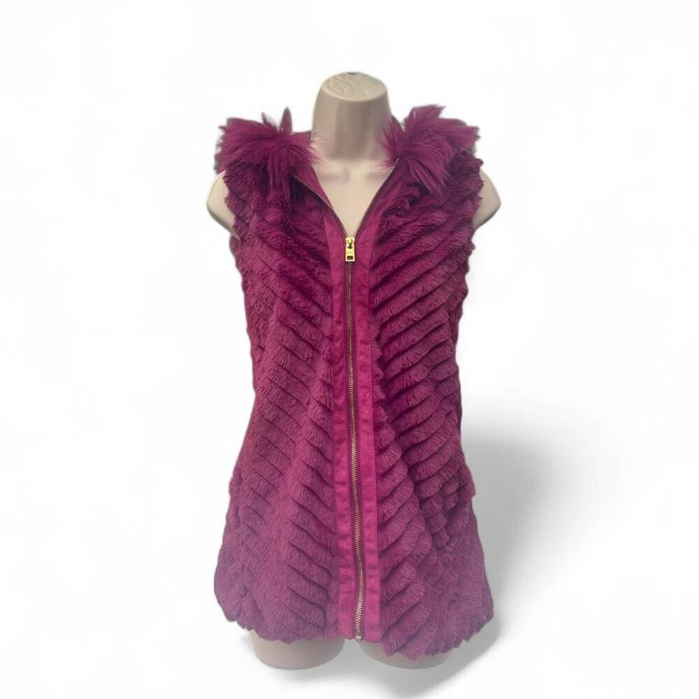 Y2K Fuchsia Faux Fur Hooded Vest